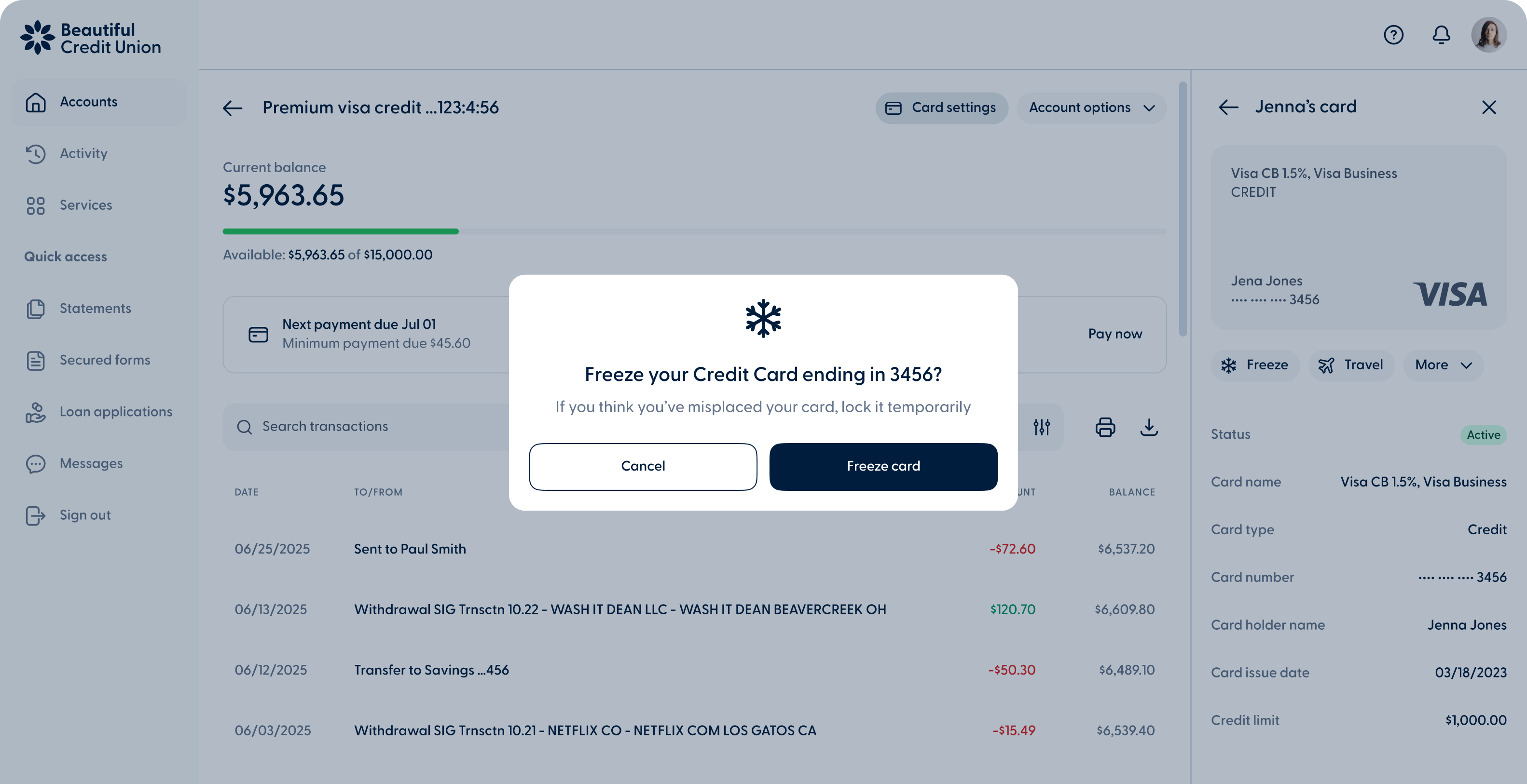 Ctrl - Improved freeze and unfreeze messaging - desktop