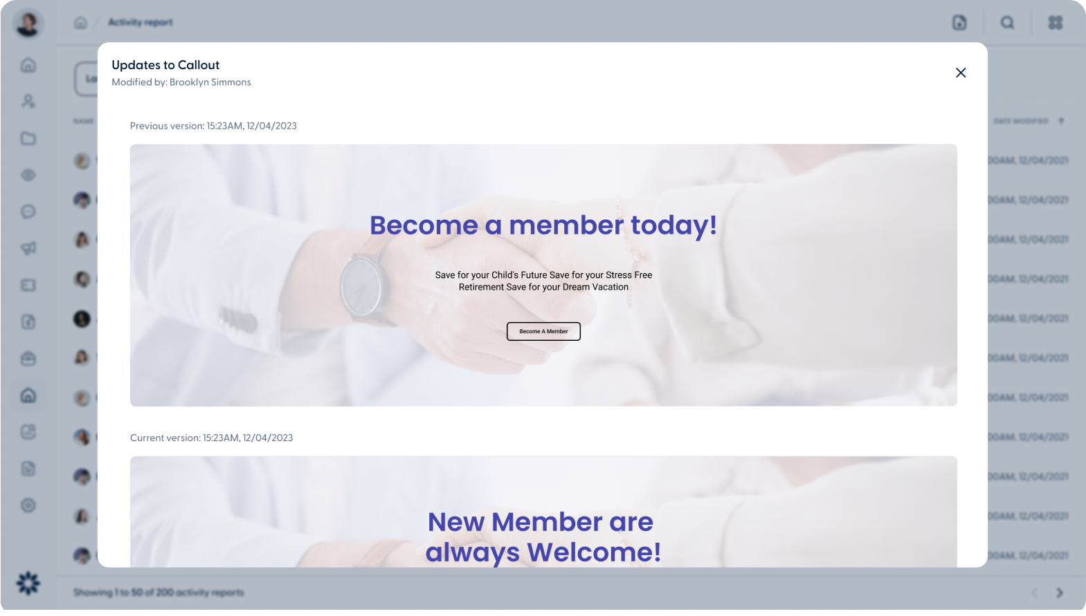 Web - Previous Version View